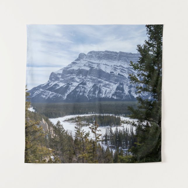  Hoodoos and Snowy Tunnel Mountain, Alberta Tapestry (Front)