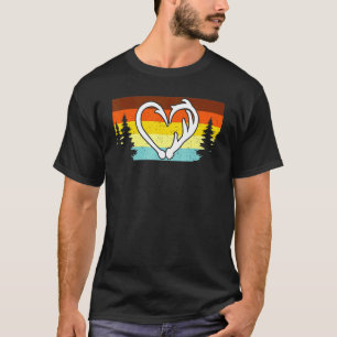 Hook And Antler Fisherman Hunter Heart T-Shirt
