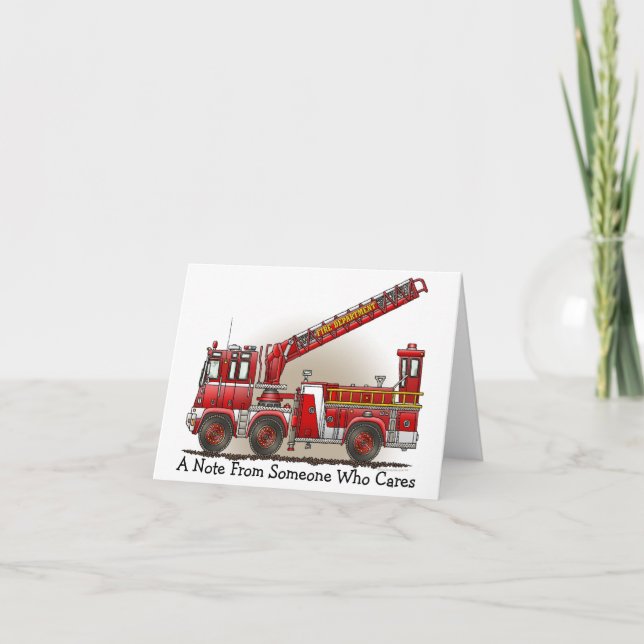 Hook and Ladder Fire Truck Note Card (Front)