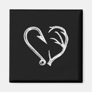 Hook Antler Heart Love Fishing Hunting Fish Deer H Magnet