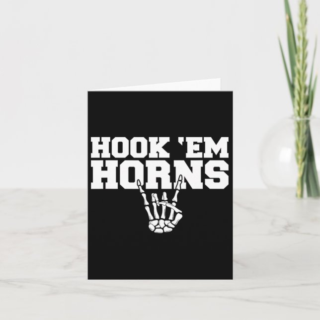 Hook em Skeleton Horns Halloween 1  Card (Front)