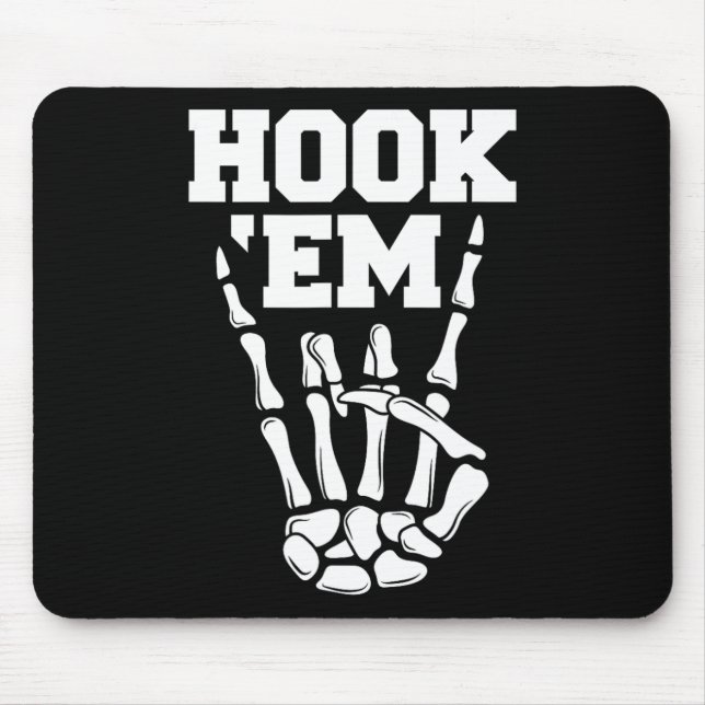 Hook em Skeleton Horns Halloween 2  Mouse Pad (Front)