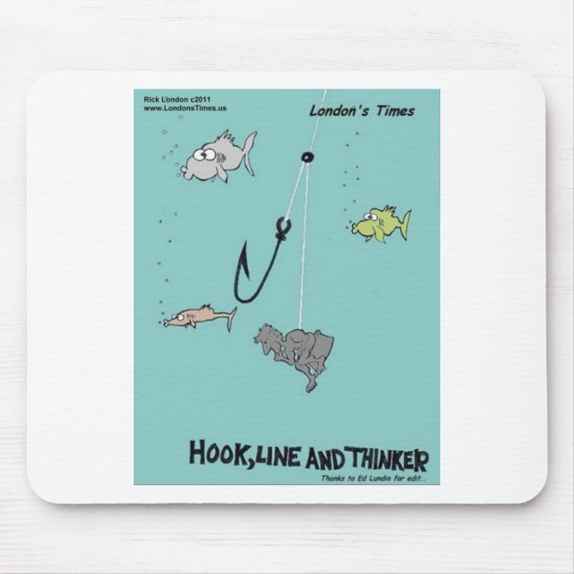 Hook Line & Thinker Funny Gifts Tees & Cards Mouse Pad (Front)