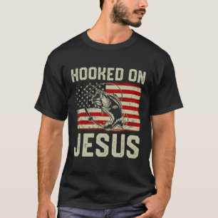 Hook On Jesus Byb Fishing American Flag Religious T-Shirt