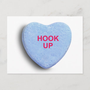 HOOK UP CANDY HEART POSTCARD