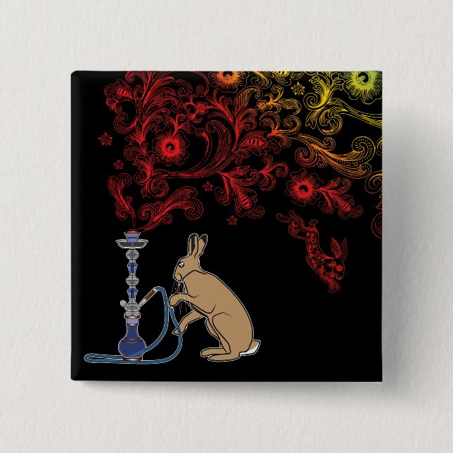 HOOKAH HARE 15 CM SQUARE BADGE (Front)