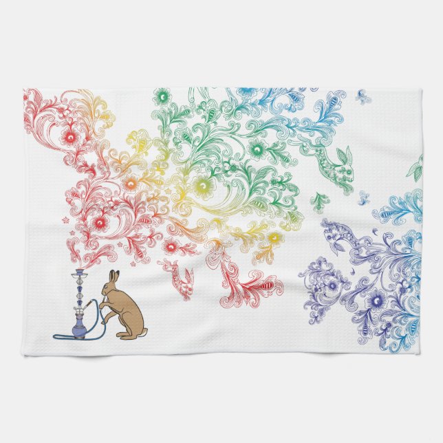 HOOKAH HARE TEA TOWEL (Horizontal)
