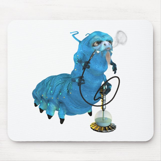 Hookah Smoking Blue Catterpillar Mouse Pad (Front)