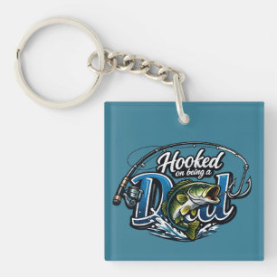 Hooked On Being A Dad - Funny Fishing Father's Day Key Ring