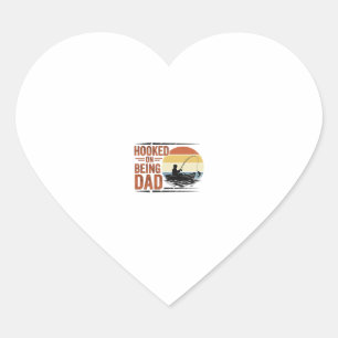 Hooked On Being Dad Vintage Fishing Shirt Design_1 Heart Sticker
