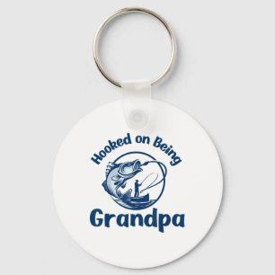 Hooked On Being Grandpa Fishing Key Ring