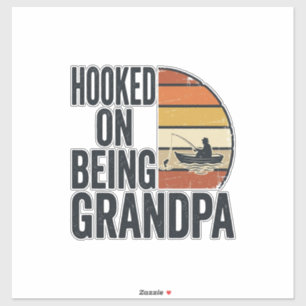 Hooked On Being Grandpa Fishing Retro Vector Desig
