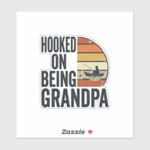 Hooked On Being Grandpa Fishing Retro Vector Desig
