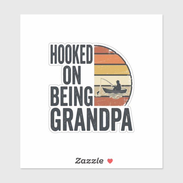 Hooked On Being Grandpa Fishing Retro Vector Desig (Sheet)
