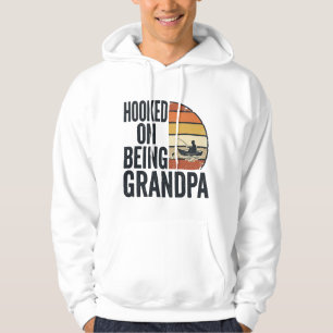 Hooked On Being Grandpa Fishing Retro Vector Desig Hoodie