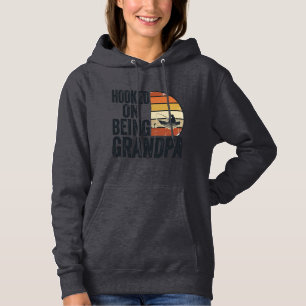Hooked On Being Grandpa Fishing Retro Vector Desig Hoodie