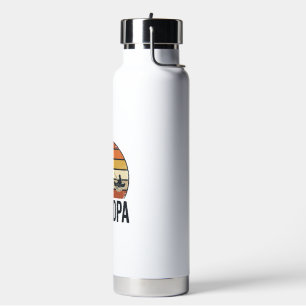 Hooked On Being Grandpa Fishing Retro Vector Desig Water Bottle