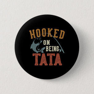 Hooked On Being S Breast Father's Day Fishing S Br 6 Cm Round Badge