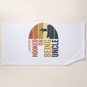 Hooked On Being Uncle Fishing Vintage Graphic_1 Beach Towel