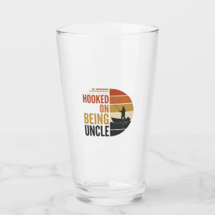 Hooked On Being Uncle Fishing Vintage Graphic_1 Glass