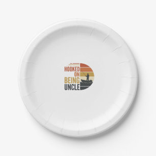 Hooked On Being Uncle Fishing Vintage Graphic_1 Paper Plate