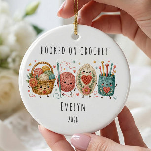 Hooked on Crochet Personalised Christmas Ceramic Tree Decoration