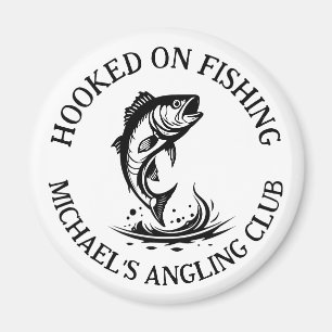 Hooked On Fishing Logo, Personalised Angling Club Magnet