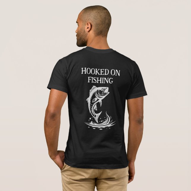 Hooked On Fishing Logo, Personalised Angling Club T-Shirt (Back Full)