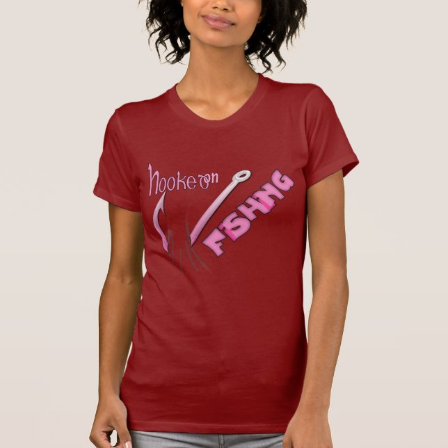 Hooked On Fishing Pink Hook T-Shirt (Front)