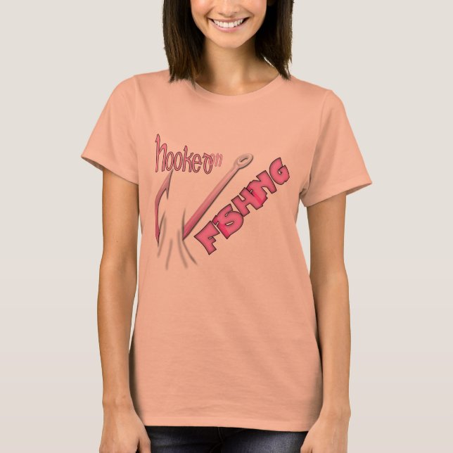 Hooked On Fishing Pink Hook T-Shirt (Front)