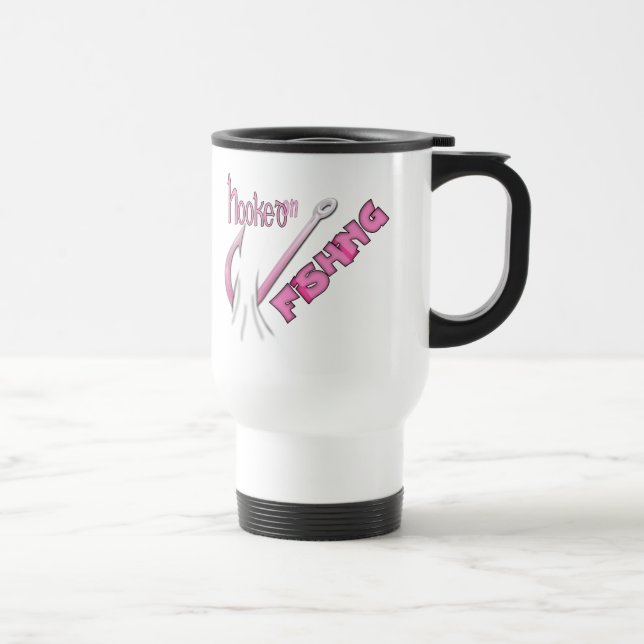 Hooked On Fishing Pink Hook Travel Mug (Right)