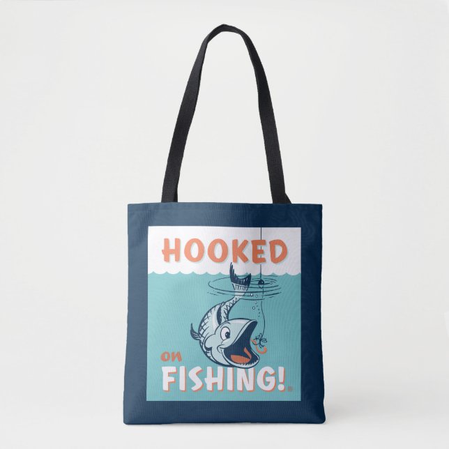 Hooked on Fishing Tote Bag (Front)