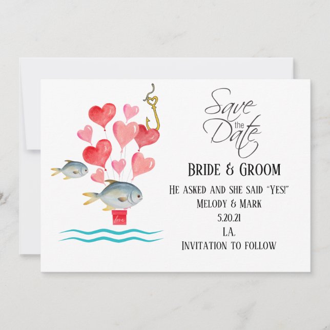 Hooked on Fishing Wedding Invitation (Front)