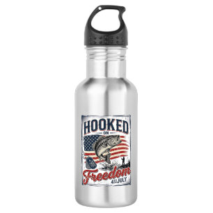Hooked On Freedom 4th July Fishing 532 Ml Water Bottle