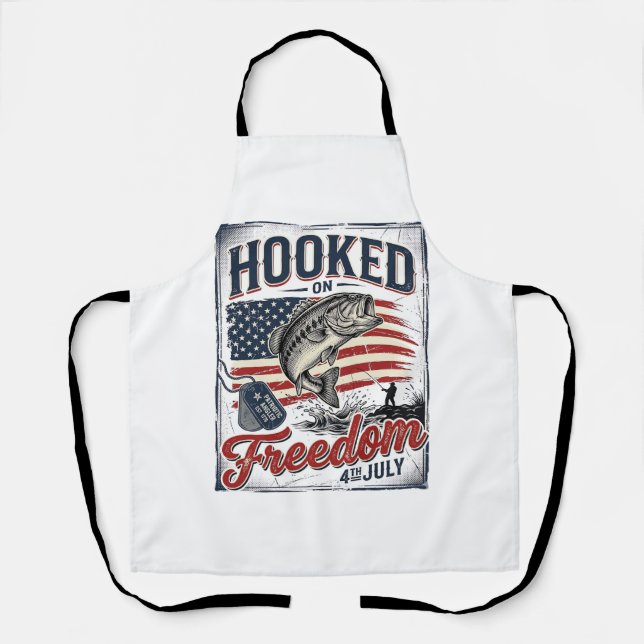 Hooked On Freedom 4th July Fishing Apron (Front)