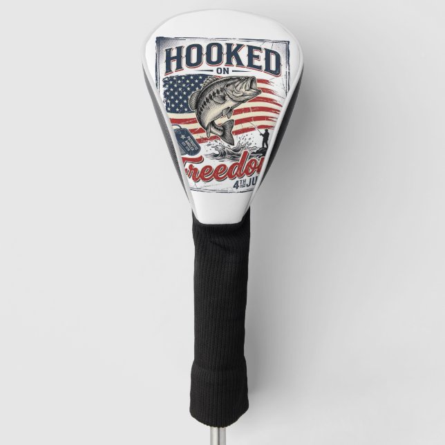Hooked On Freedom 4th July Fishing Golf Head Cover (Front)