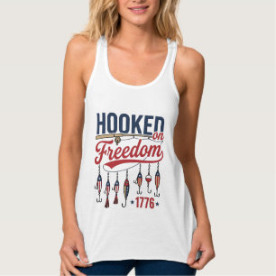 Hooked on Freedom Patriotic Fishing Shirt Design (