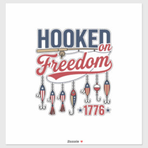 Hooked on Freedom Patriotic Fishing Shirt Design (