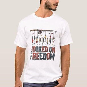 Hooked On Freedom Patriotic Fishing Shirt Design_1