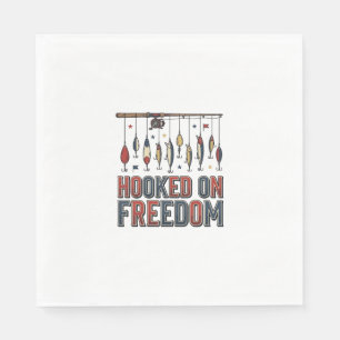 Hooked On Freedom Patriotic Fishing Shirt Design_1 Napkin