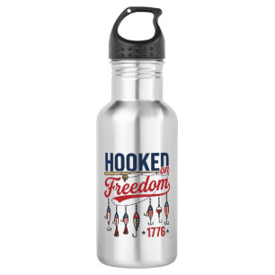 Hooked on Freedom Patriotic Fishing Shirt Design ( 532 Ml Water Bottle