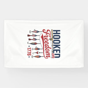 Hooked on Freedom Patriotic Fishing Shirt Design ( Banner