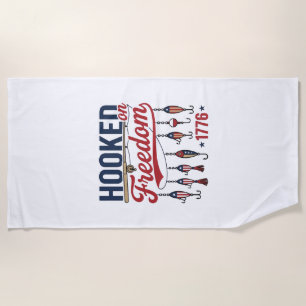 Hooked on Freedom Patriotic Fishing Shirt Design ( Beach Towel