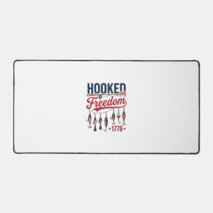 Hooked on Freedom Patriotic Fishing Shirt Design ( Desk Mat