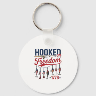 Hooked on Freedom Patriotic Fishing Shirt Design ( Key Ring