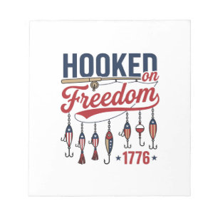 Hooked on Freedom Patriotic Fishing Shirt Design ( Notepad