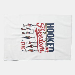 Hooked on Freedom Patriotic Fishing Shirt Design ( Tea Towel