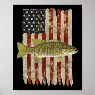 Hooked On Freedom Patriotic Smallmouth Byss Fishin Poster