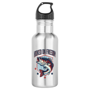 Hooked On Freedom Vintage Bass Fishing Shirt Desig 532 Ml Water Bottle