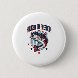 Hooked On Freedom Vintage Bass Fishing Shirt Desig 6 Cm Round Badge